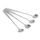 4PCS Mixing Spoon Flower Heart Shaped Coffee Spoon Stainless Steel Desert Scoop Ice Tea SpoonSilver - 45-Degree Angle