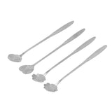 4PCS Mixing Spoon Flower Heart Shaped Coffee Spoon Stainless Steel Desert Scoop Ice Tea SpoonSilver