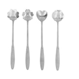 4PCS Mixing Spoon Flower Heart Shaped Coffee Spoon Stainless Steel Desert Scoop Ice Tea SpoonSilver
