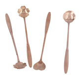 4PCS Mixing Spoon Flower Heart Shaped Coffee Spoon Stainless Steel Desert Scoop Ice Tea SpoonRose Gold - Top-Down View