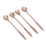 4PCS Mixing Spoon Flower Heart Shaped Coffee Spoon Stainless Steel Desert Scoop Ice Tea SpoonRose Gold