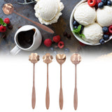 4PCS Mixing Spoon Flower Heart Shaped Coffee Spoon Stainless Steel Desert Scoop Ice Tea SpoonRose Gold - Extra Image