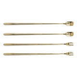 4Pcs 304 Stainless Steel Coffee Spoon Long Handle Coffee Spoon and Fork with Square Head Durable Easy Cleaning for Cafe and BarGold - Front View