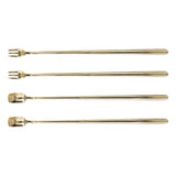 4Pcs 304 Stainless Steel Coffee Spoon Long Handle Coffee Spoon and Fork with Square Head Durable Easy Cleaning for Cafe and BarGold