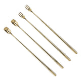 4Pcs 304 Stainless Steel Coffee Spoon Long Handle Coffee Spoon and Fork with Square Head Durable Easy Cleaning for Cafe and BarGold