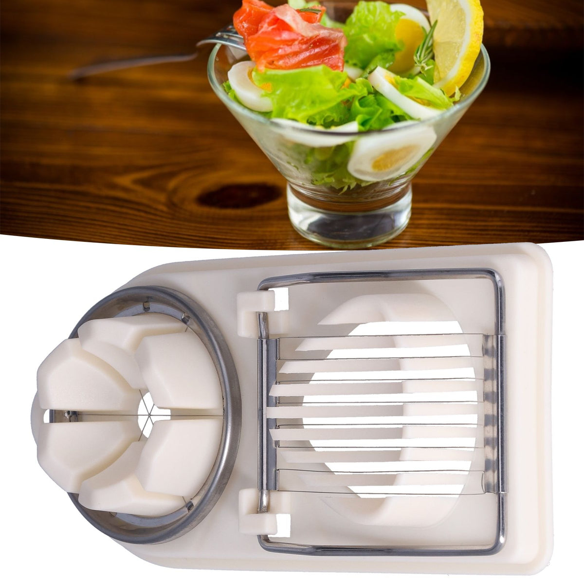 Egg Cutter Household Stainless Steel Wire Egg Cutter Safe Easy to Operate for Hard Boiled EggsWhite