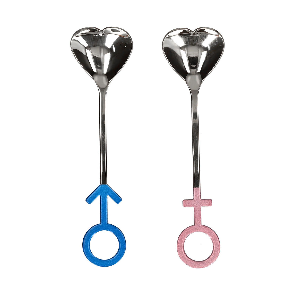 Innovative Heart Shaped Couple Spoon 304 Stainless Steel Spoon for Kitchen Home RestaurantBlue Pink Silver