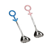 Innovative Heart Shaped Couple Spoon 304 Stainless Steel Spoon for Kitchen Home RestaurantBlue Pink Silver
