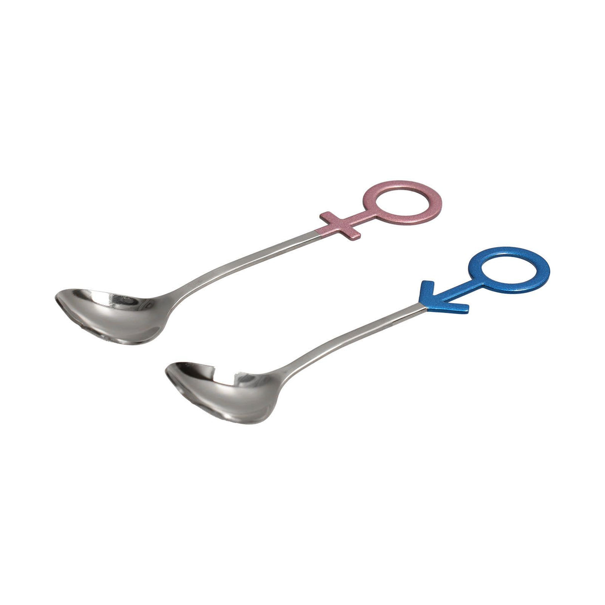 Innovative Heart Shaped Couple Spoon 304 Stainless Steel Spoon for Kitchen Home RestaurantBlue Pink Silver