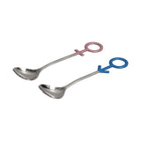 Innovative Heart Shaped Couple Spoon 304 Stainless Steel Spoon for Kitchen Home RestaurantBlue Pink Silver