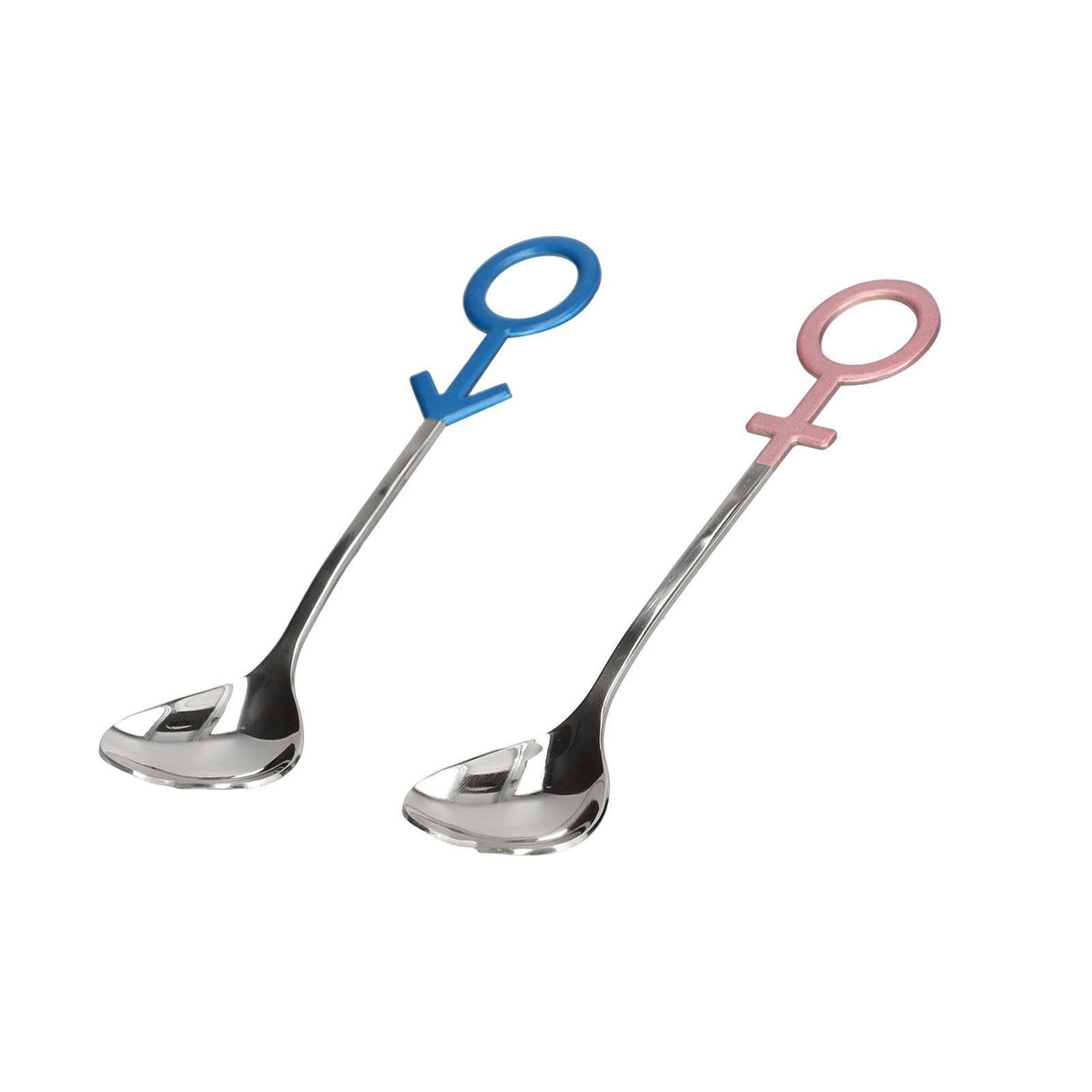 Innovative Heart Shaped Couple Spoon 304 Stainless Steel Spoon for Kitchen Home RestaurantBlue Pink Silver
