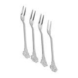 4pcs 2 Prong Fruit Fork Stainless Steel Mini Salad Fruit Dessert Tasting Forks for Home Kitchen PartySilver - Front View