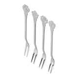 4pcs 2 Prong Fruit Fork Stainless Steel Mini Salad Fruit Dessert Tasting Forks for Home Kitchen PartySilver - Side View