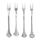 4pcs 2 Prong Fruit Fork Stainless Steel Mini Salad Fruit Dessert Tasting Forks for Home Kitchen PartySilver - 45-Degree Angle