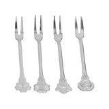 4pcs 2 Prong Fruit Fork Stainless Steel Mini Salad Fruit Dessert Tasting Forks for Home Kitchen PartySilver - Low Angle