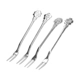 4pcs 2 Prong Fruit Fork Stainless Steel Mini Salad Fruit Dessert Tasting Forks for Home Kitchen PartySilver - Extra Image