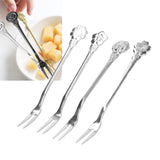 4pcs 2 Prong Fruit Fork Stainless Steel Mini Salad Fruit Dessert Tasting Forks for Home Kitchen PartySilver - Extra Image