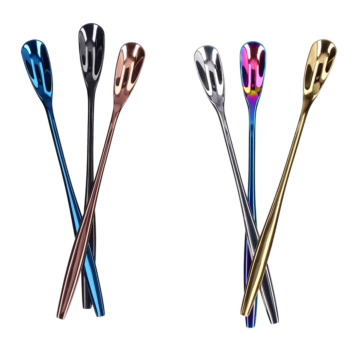 6PCS Coffee Spoon Stainless Steel Mixing Spoon Thickened Long Handle Ice Tea Desert Scoop