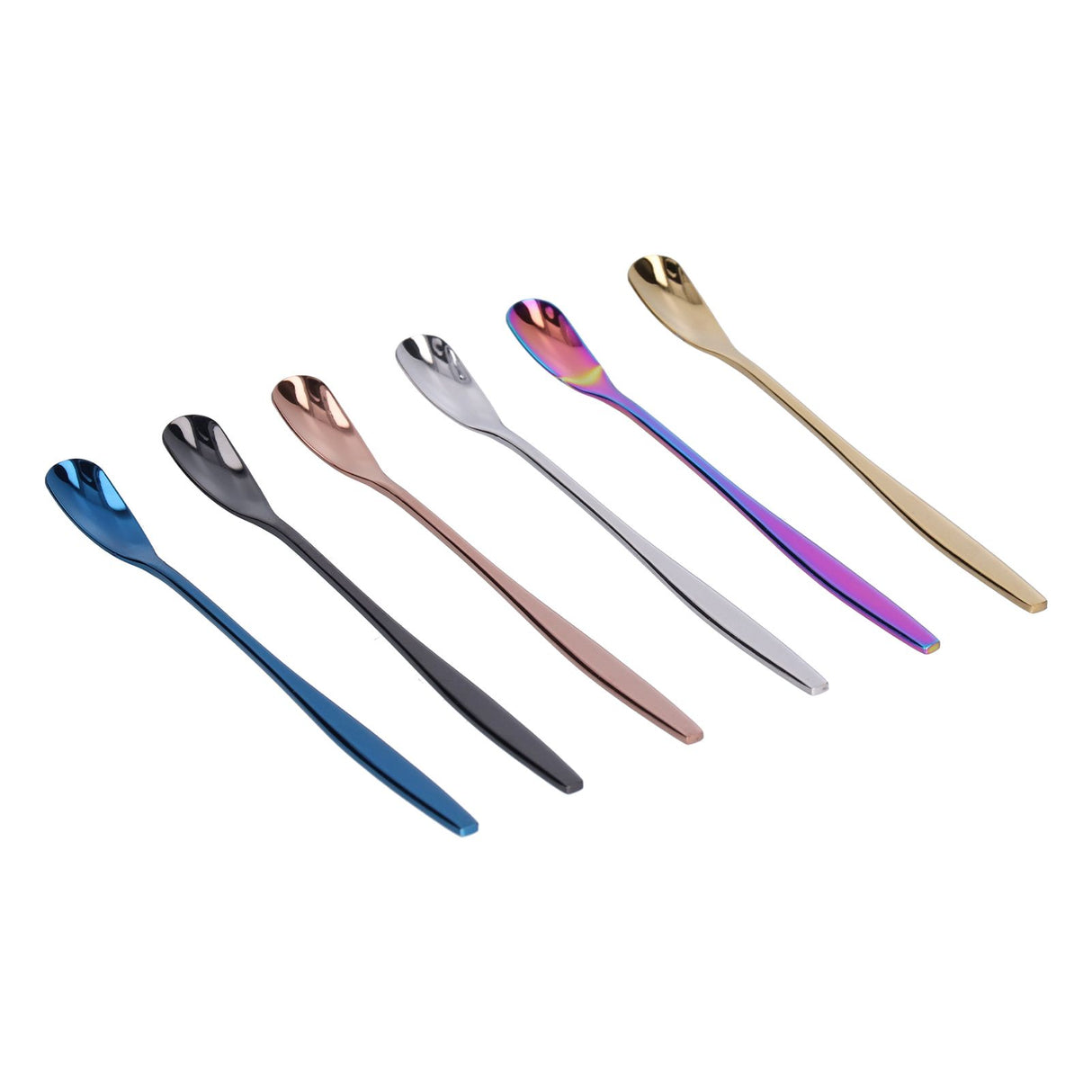 6PCS Coffee Spoon Stainless Steel Mixing Spoon Thickened Long Handle Ice Tea Desert Scoop