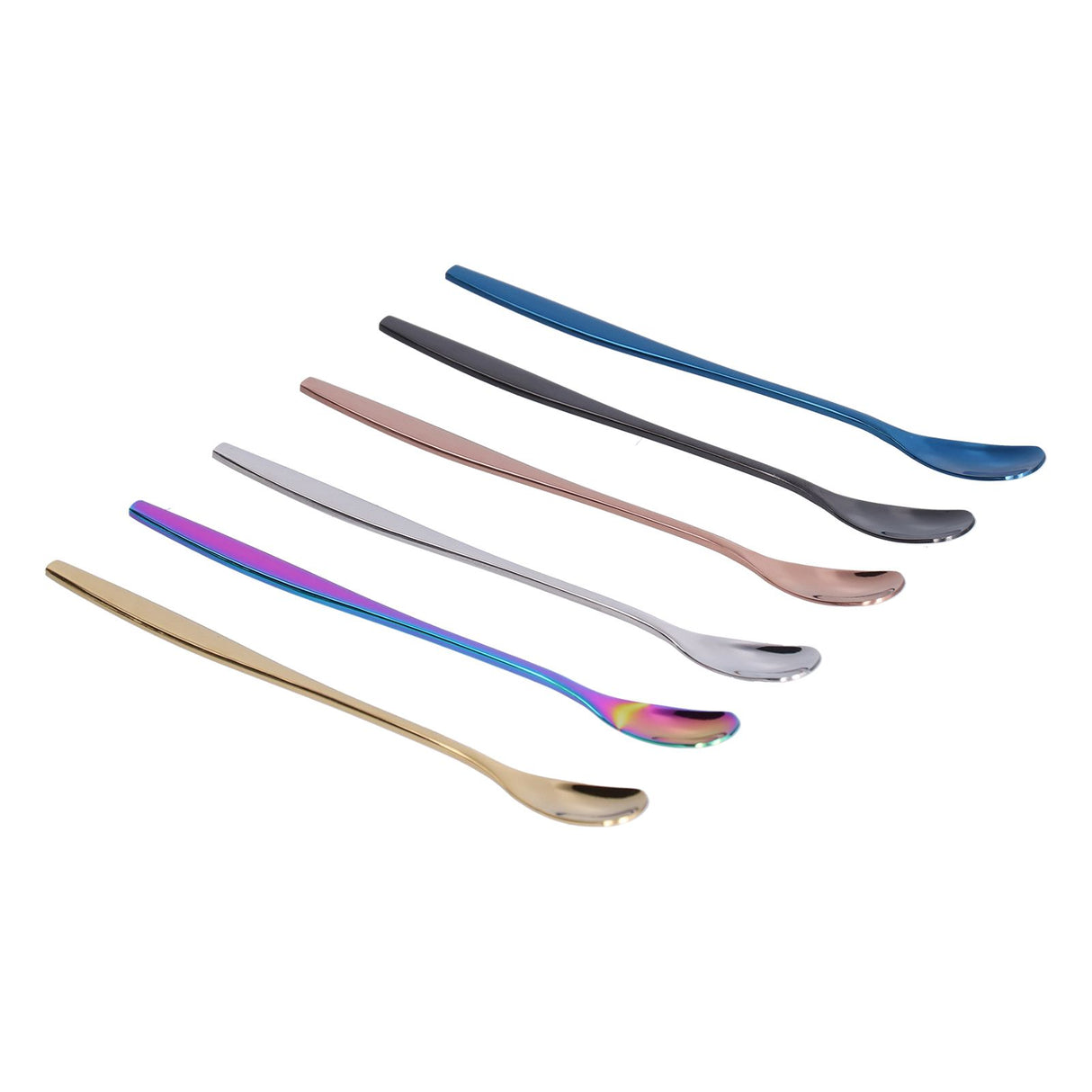 6PCS Coffee Spoon Stainless Steel Mixing Spoon Thickened Long Handle Ice Tea Desert Scoop