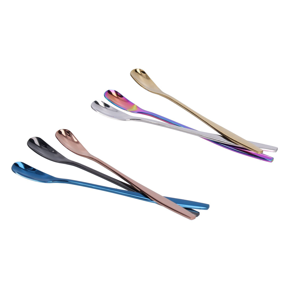 6PCS Coffee Spoon Stainless Steel Mixing Spoon Thickened Long Handle Ice Tea Desert Scoop