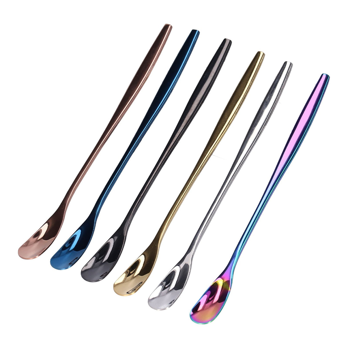 6PCS Coffee Spoon Stainless Steel Mixing Spoon Thickened Long Handle Ice Tea Desert Scoop