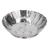 Stainless Steel Steamer Basket 28cm Diameter Retractable Foldable Steaming Rack for Home