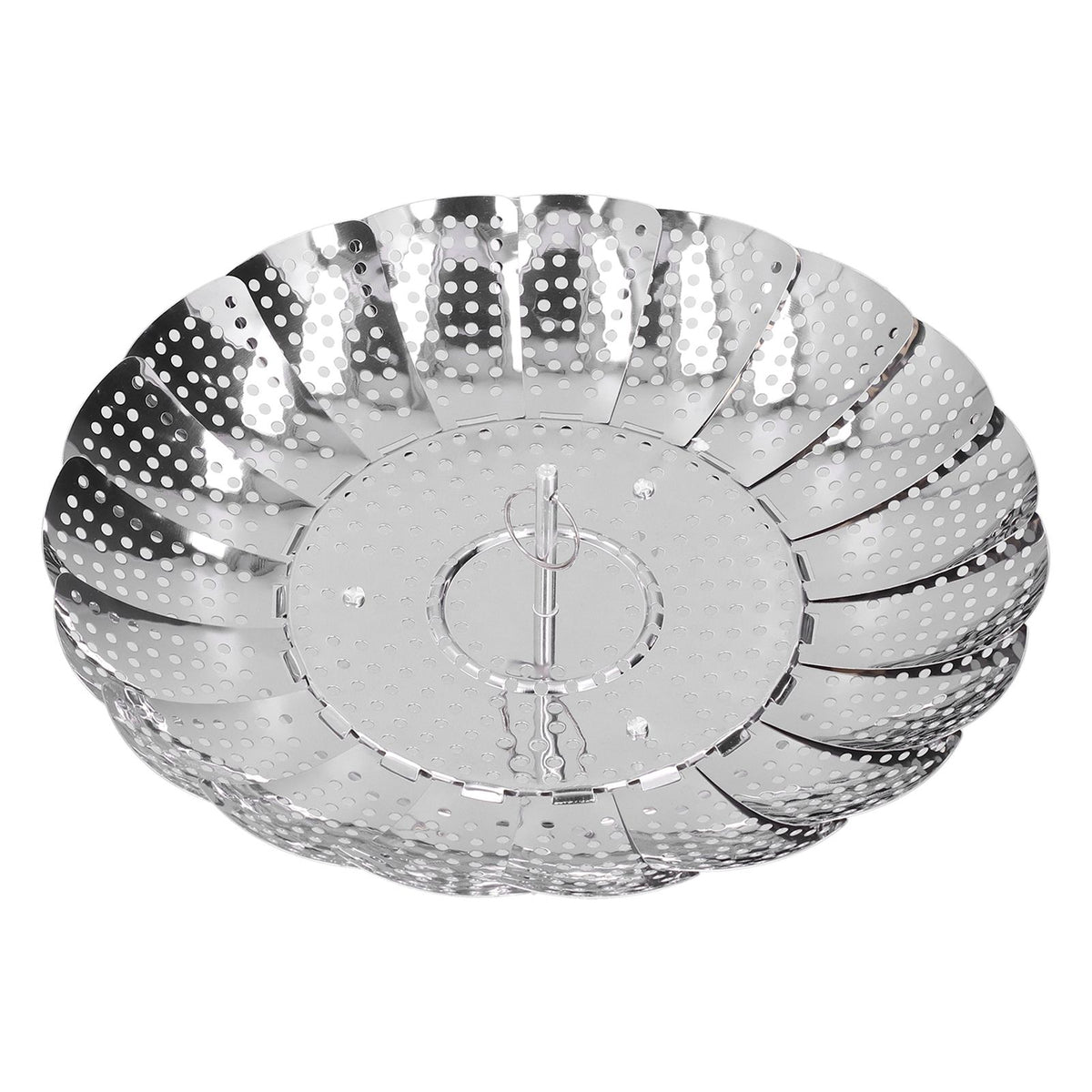 Stainless Steel Steamer Basket 28cm Diameter Retractable Foldable Steaming Rack for Home