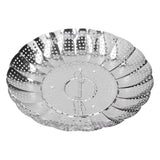 Stainless Steel Steamer Basket 28cm Diameter Retractable Foldable Steaming Rack for Home