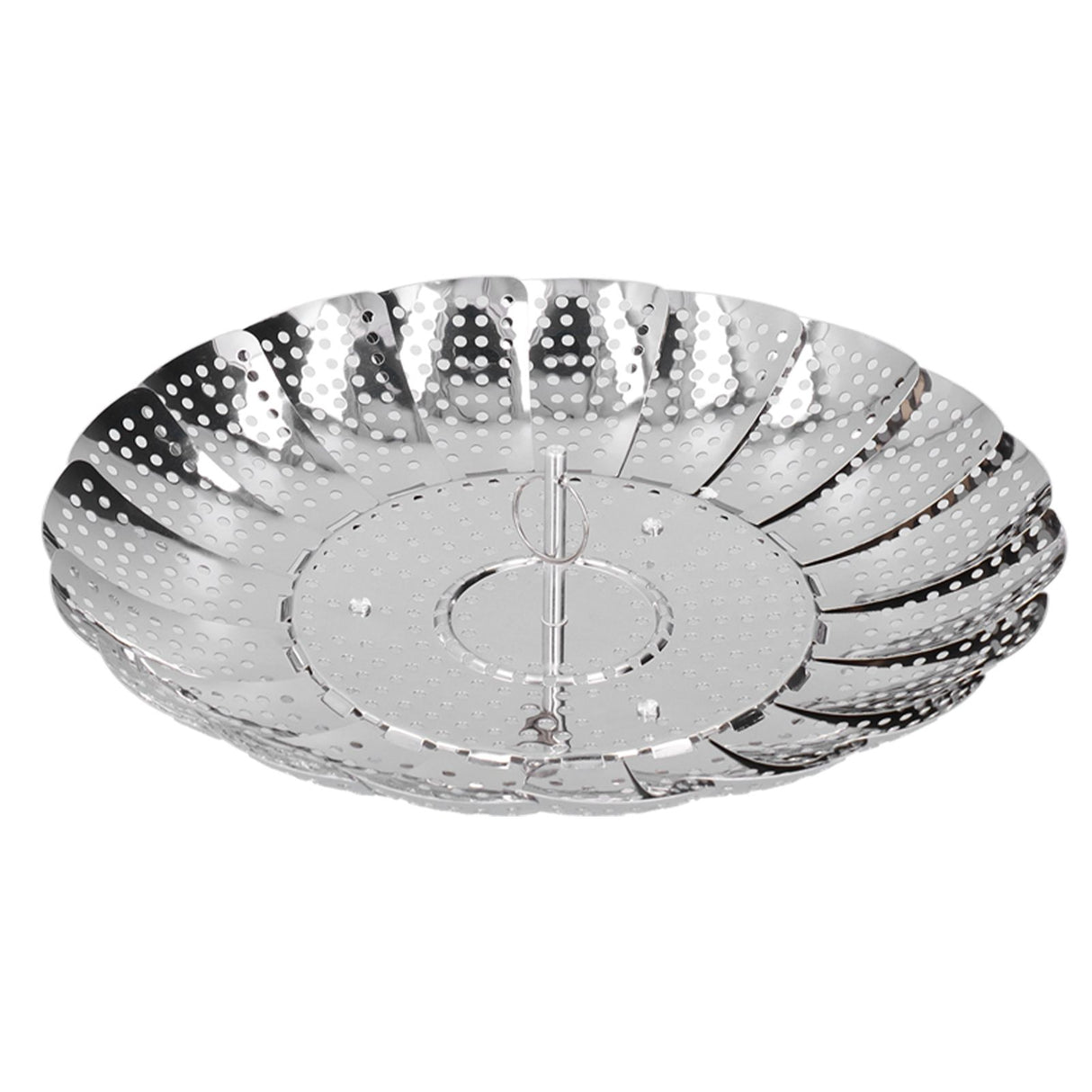 Stainless Steel Steamer Basket 28cm Diameter Retractable Foldable Steaming Rack for Home