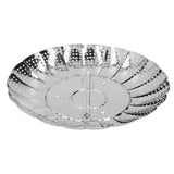 Stainless Steel Steamer Basket 28cm Diameter Retractable Foldable Steaming Rack for Home