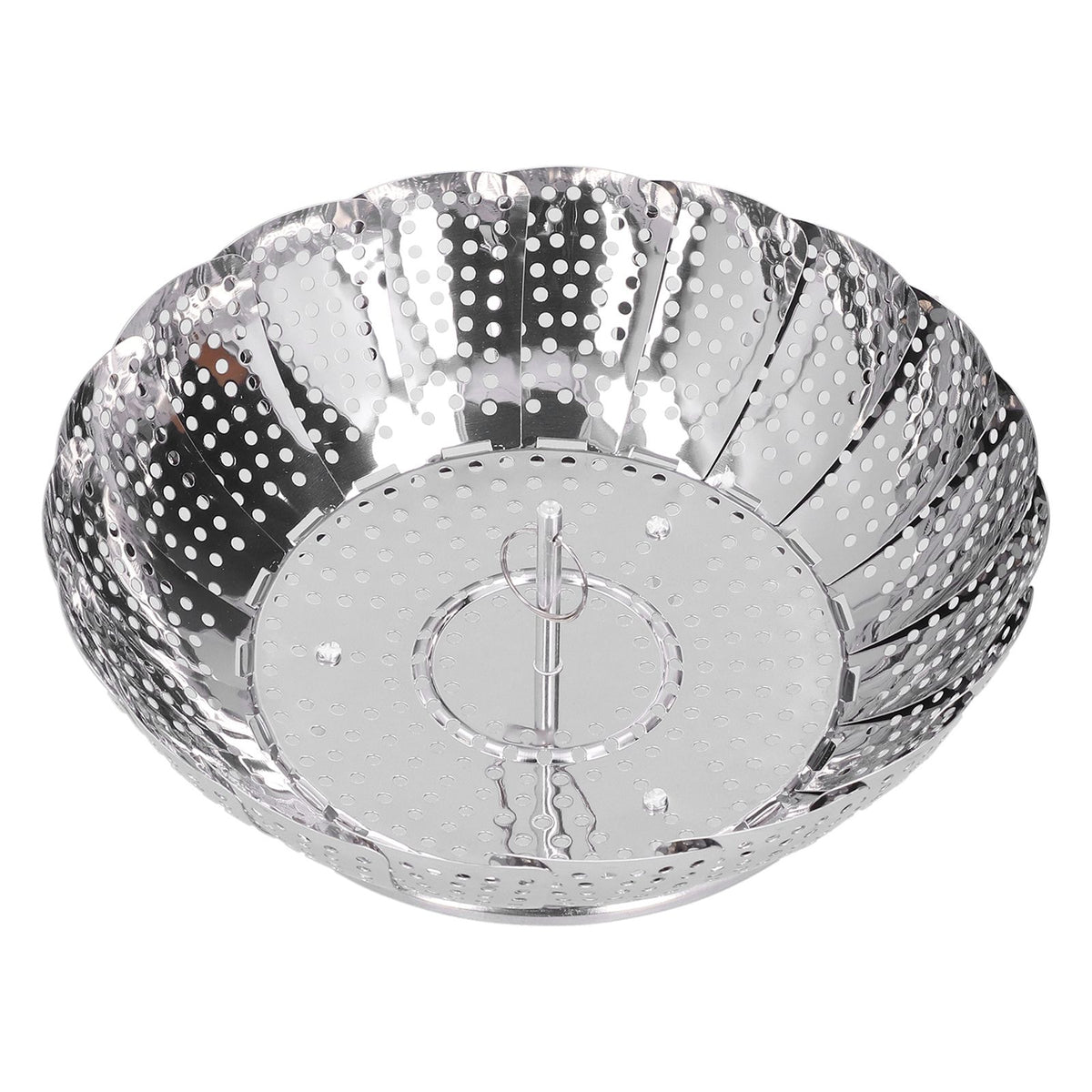 Stainless Steel Steamer Basket 28cm Diameter Retractable Foldable Steaming Rack for Home