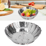 Stainless Steel Steamer Basket 28cm Diameter Retractable Foldable Steaming Rack for Home - Extra Image