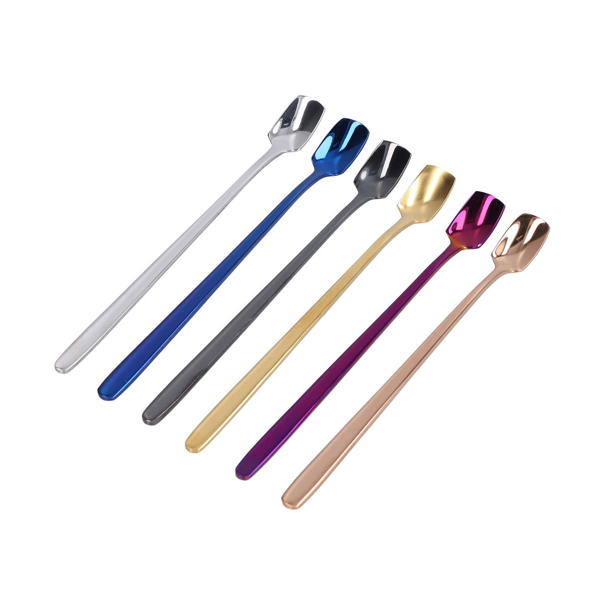 6 Pcs Dessert Spoon 304 Stainless Steel Mixing Spoon Shovel Long Handle Thickened Spoon Set for Dessert Ice Cream 15cm