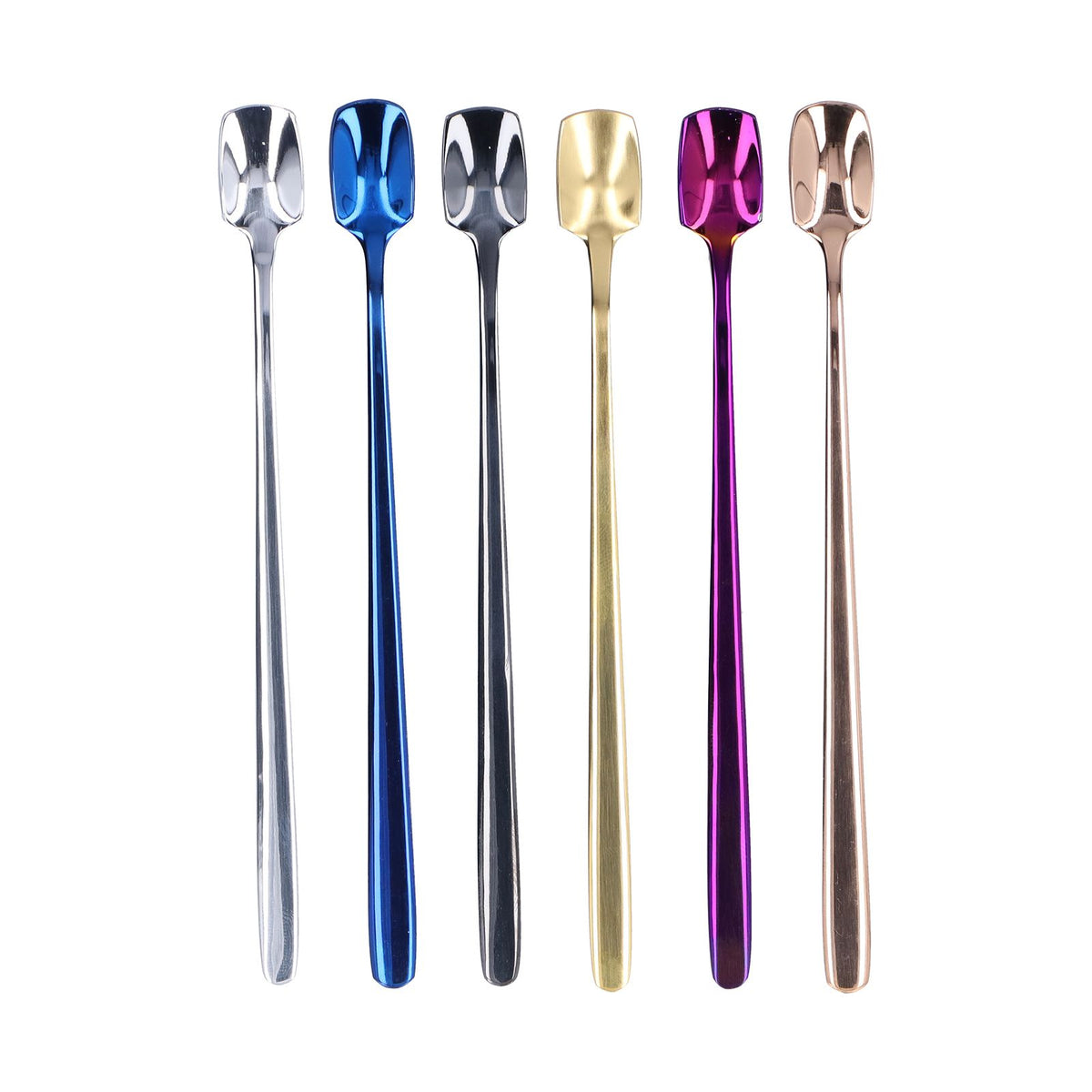 6 Pcs Dessert Spoon 304 Stainless Steel Mixing Spoon Shovel Long Handle Thickened Spoon Set for Dessert Ice Cream 15cm