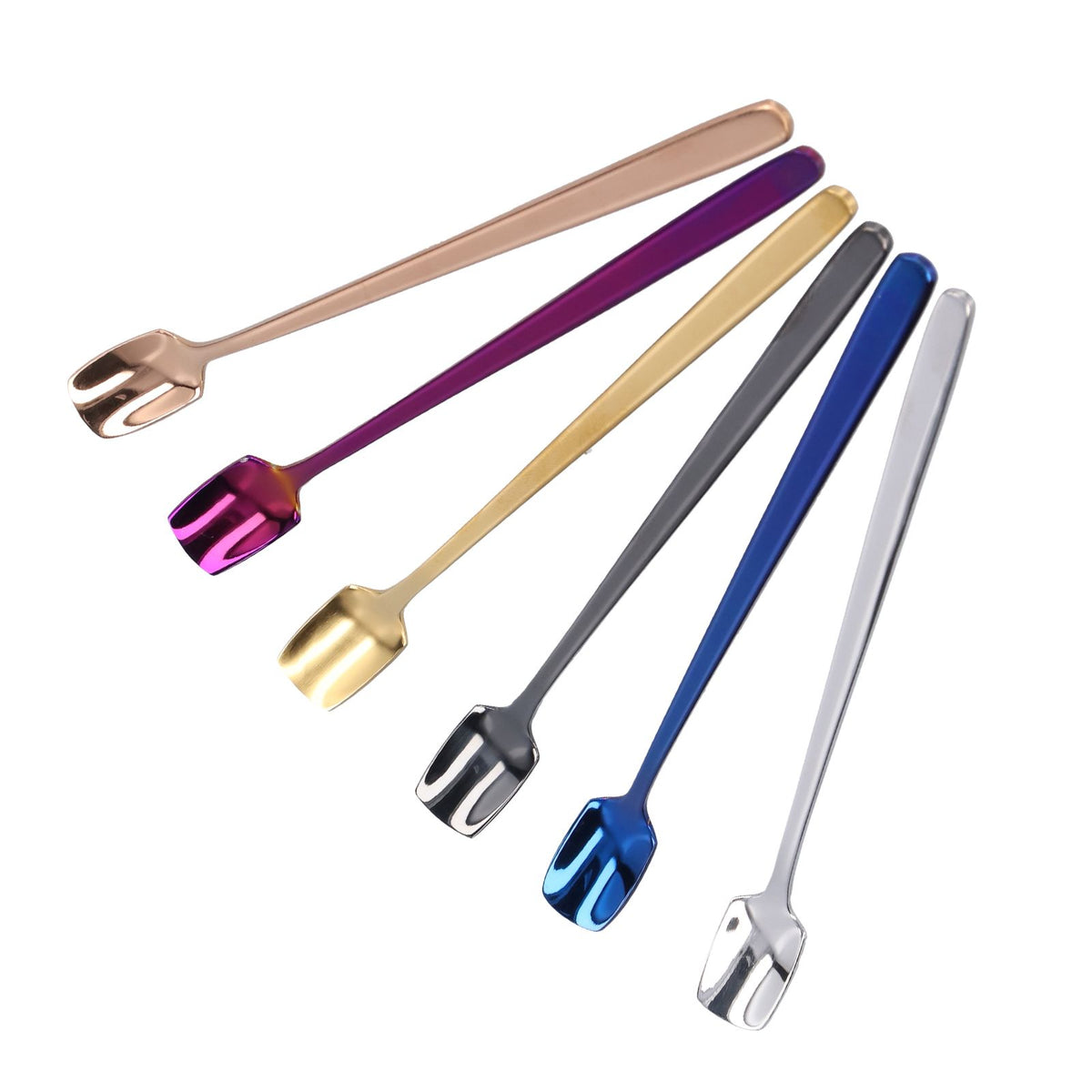 6 Pcs Dessert Spoon 304 Stainless Steel Mixing Spoon Shovel Long Handle Thickened Spoon Set for Dessert Ice Cream 15cm