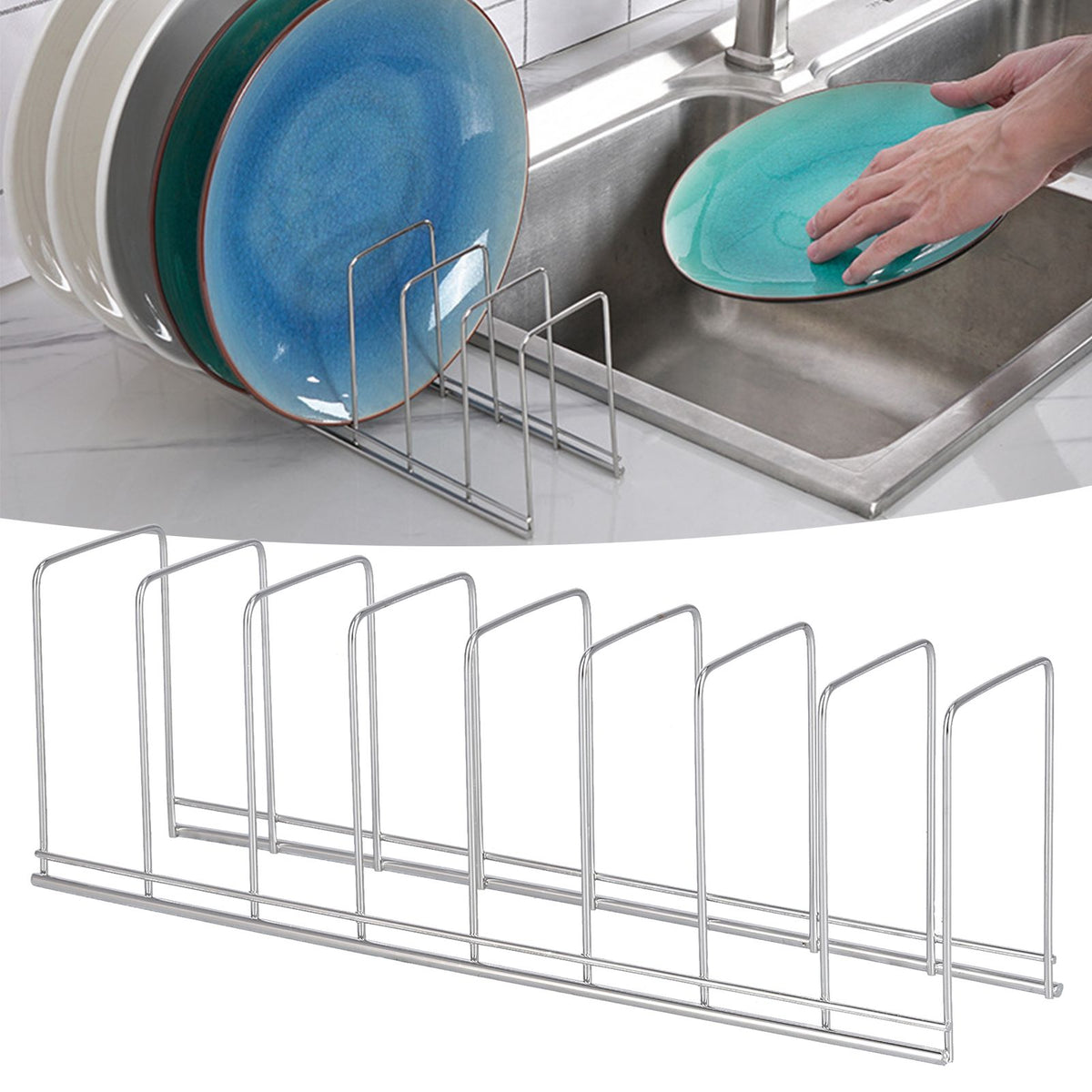 Kitchen Organizer Rack Multiple Use Dish Drying Rack for Plates Baking Pan Pot Pans