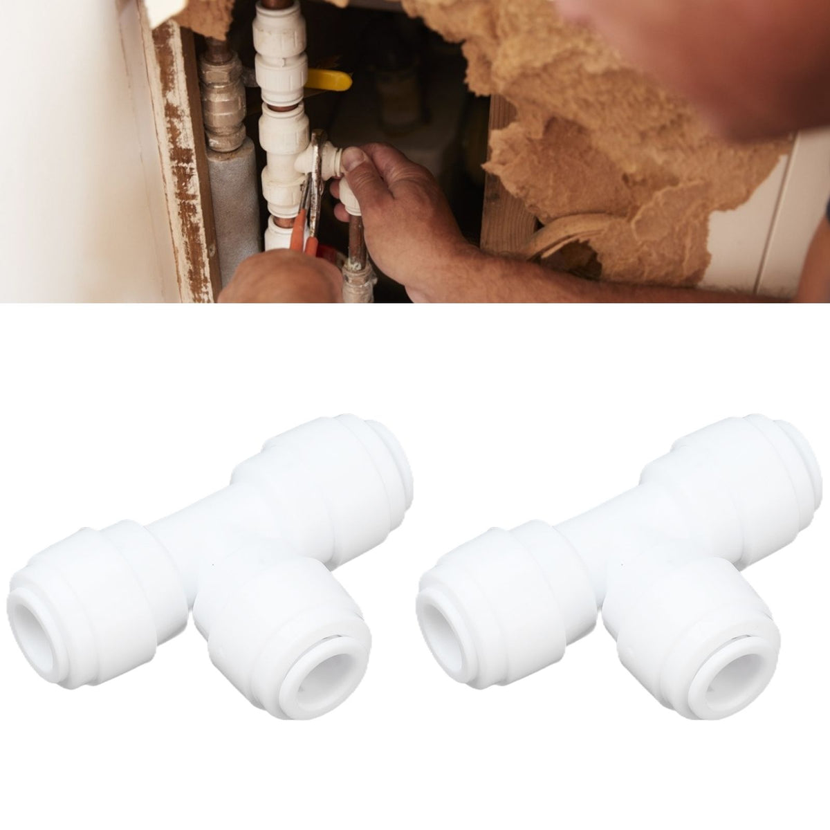 2PCS Tee Quick Connecter Water Tube Fitting 100PSI Push in Fitting Push in Joint for Garden