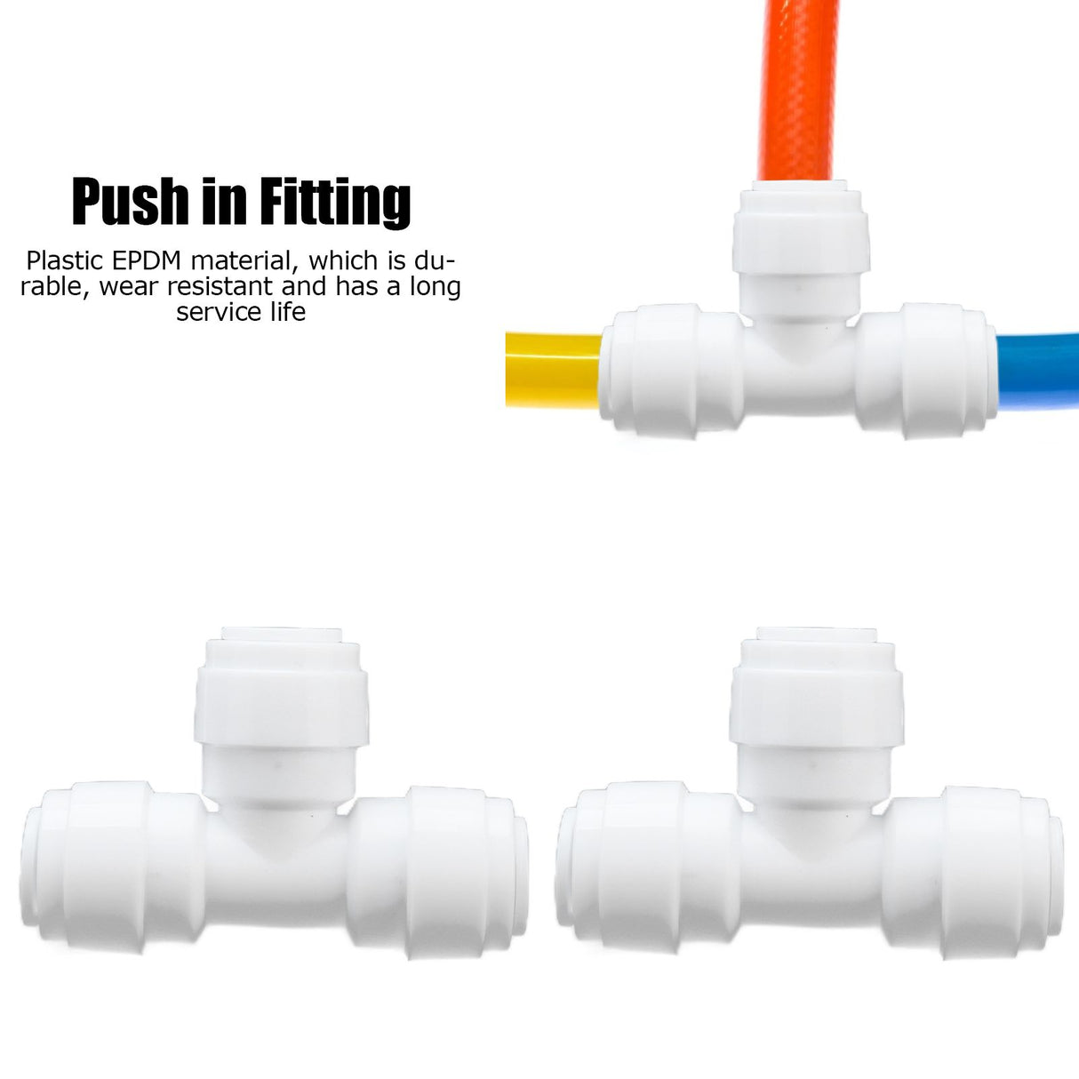 2PCS Tee Quick Connecter Water Tube Fitting 100PSI Push in Fitting Push in Joint for Garden