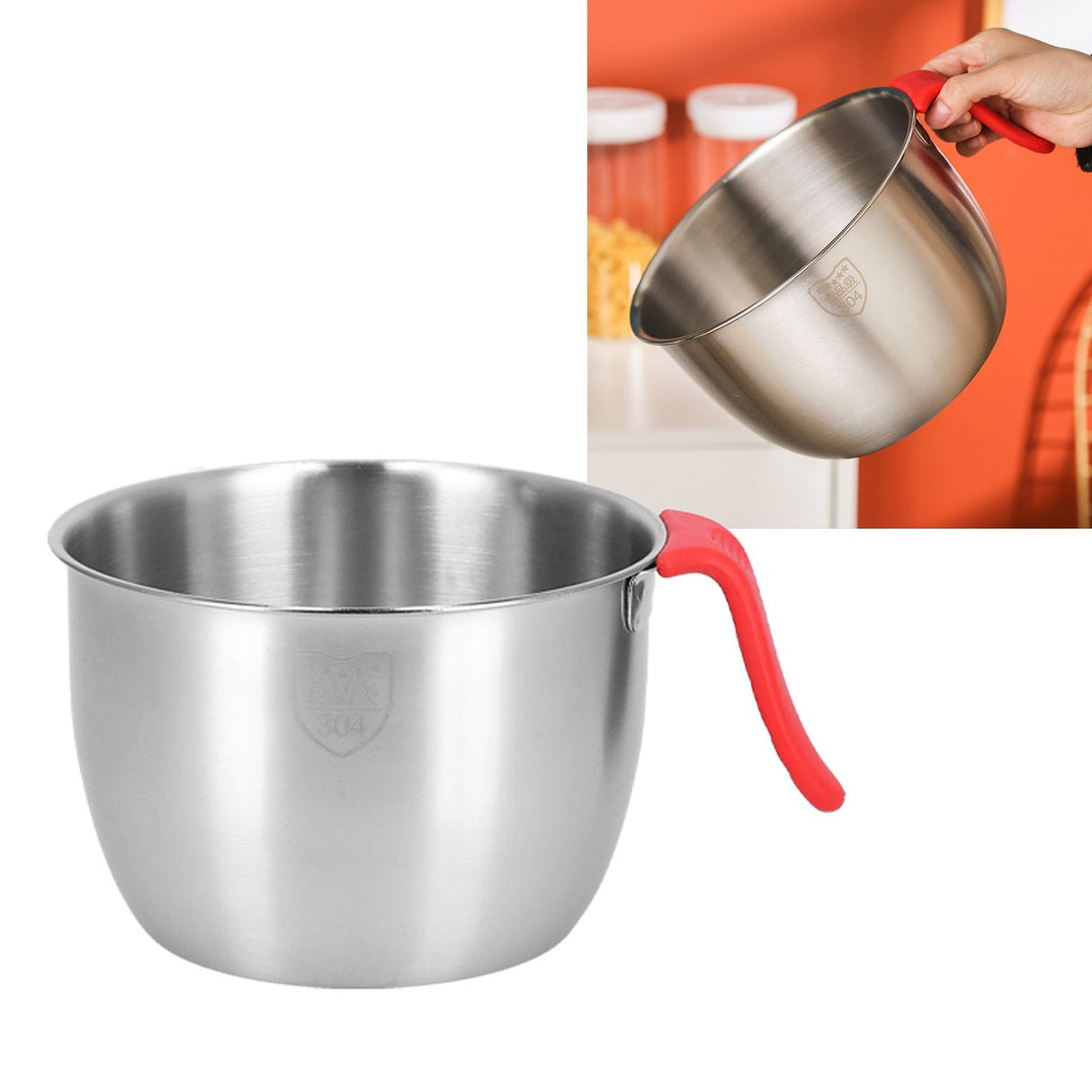 Stainless Steel Mixing Bowl with Handle Non Slip Deepen Splashproof Egg Whisking Bowl for Salad Serving2800ML