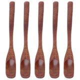 5Pcs Small Wood Color Spoon Narrow Headed Anti Scalding Spoon for Children Food Home Kitchen