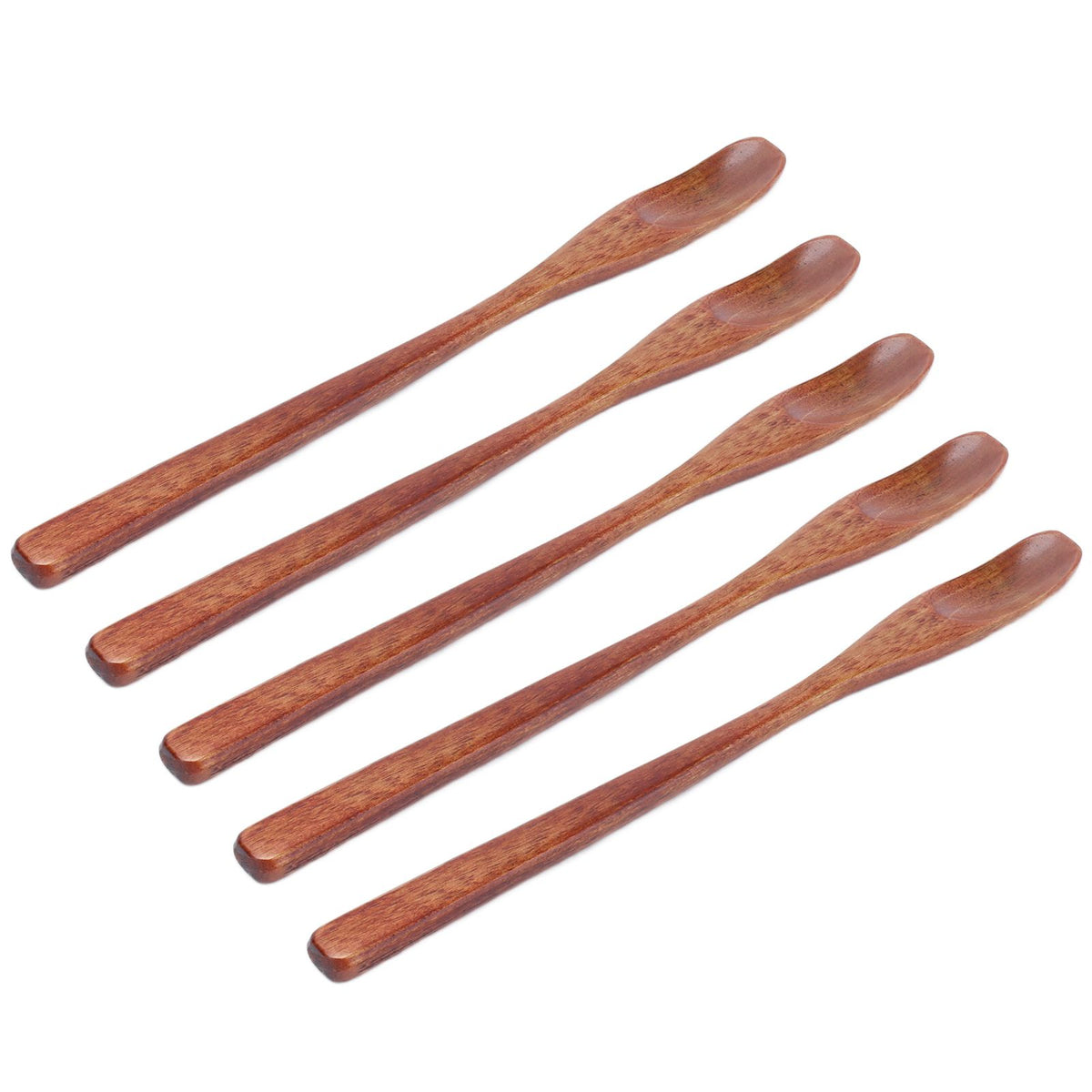 5Pcs Small Wood Color Spoon Narrow Headed Anti Scalding Spoon for Children Food Home Kitchen