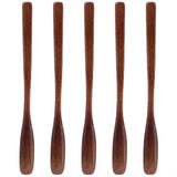 5Pcs Small Wood Color Spoon Narrow Headed Anti Scalding Spoon for Children Food Home Kitchen - Low Angle