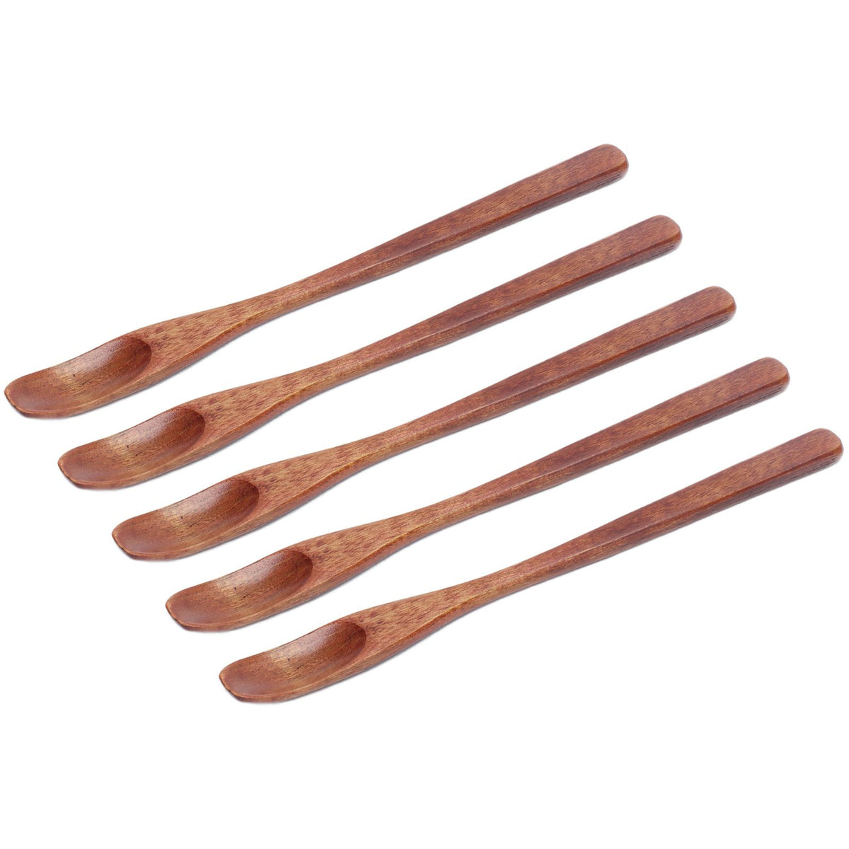5Pcs Small Wood Color Spoon Narrow Headed Anti Scalding Spoon for Children Food Home Kitchen