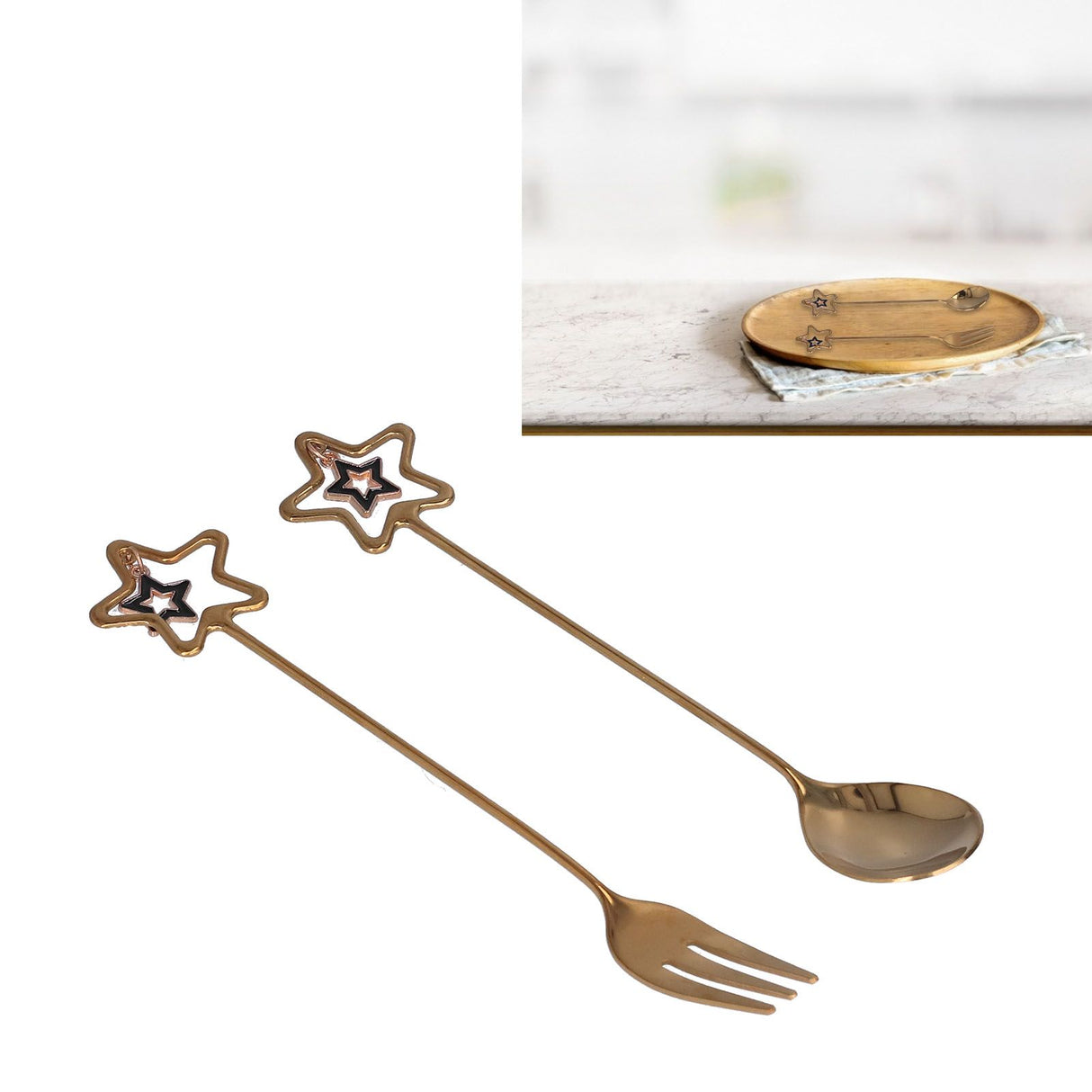 Innovative Pendant Spoon Multipurpose Stirring Dessert Fork for Wedding Kitchen HotelStar Shaped