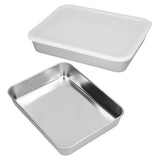 Stainless Steel Baking Tray Deep Flat Non Stick Baking Pan Food Storage Box with CoverM