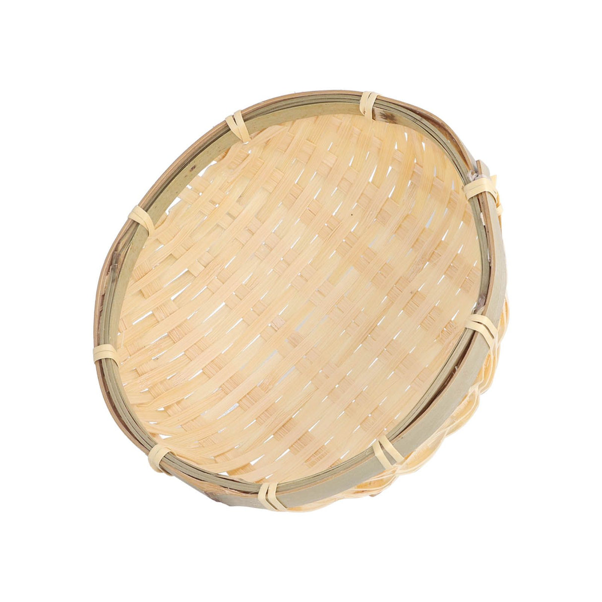 Fruit Basket Hand Woven Bamboo Mini Multifunctional Sturdy Serving Basket Tray for Living Room Kitchen 15x5cm