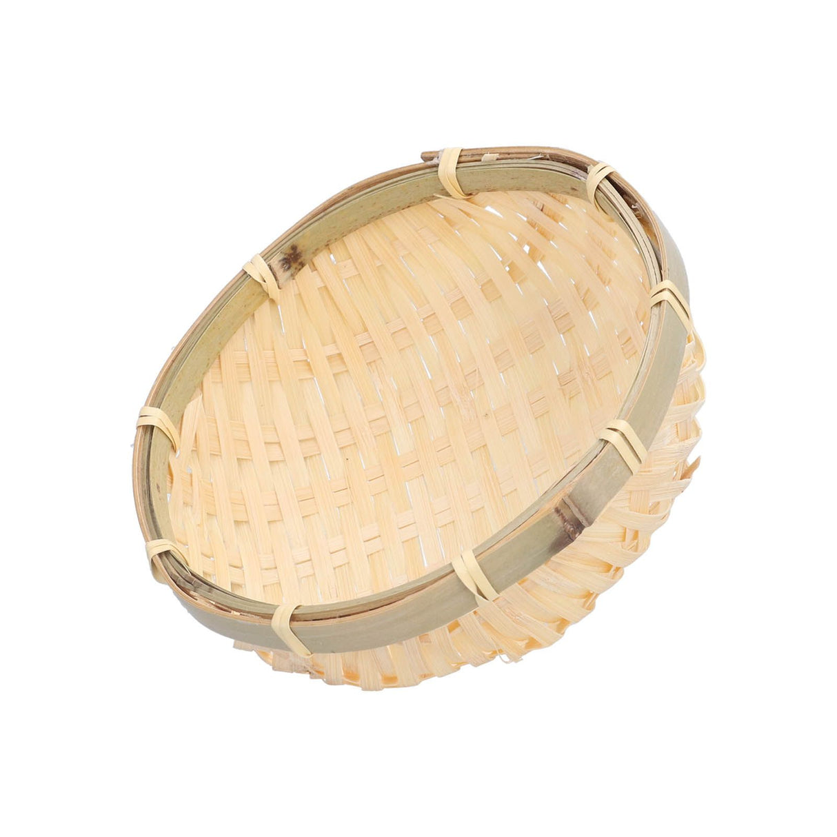 Fruit Basket Hand Woven Bamboo Mini Multifunctional Sturdy Serving Basket Tray for Living Room Kitchen 15x5cm