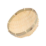 Fruit Basket Hand Woven Bamboo Mini Multifunctional Sturdy Serving Basket Tray for Living Room Kitchen 15x5cm