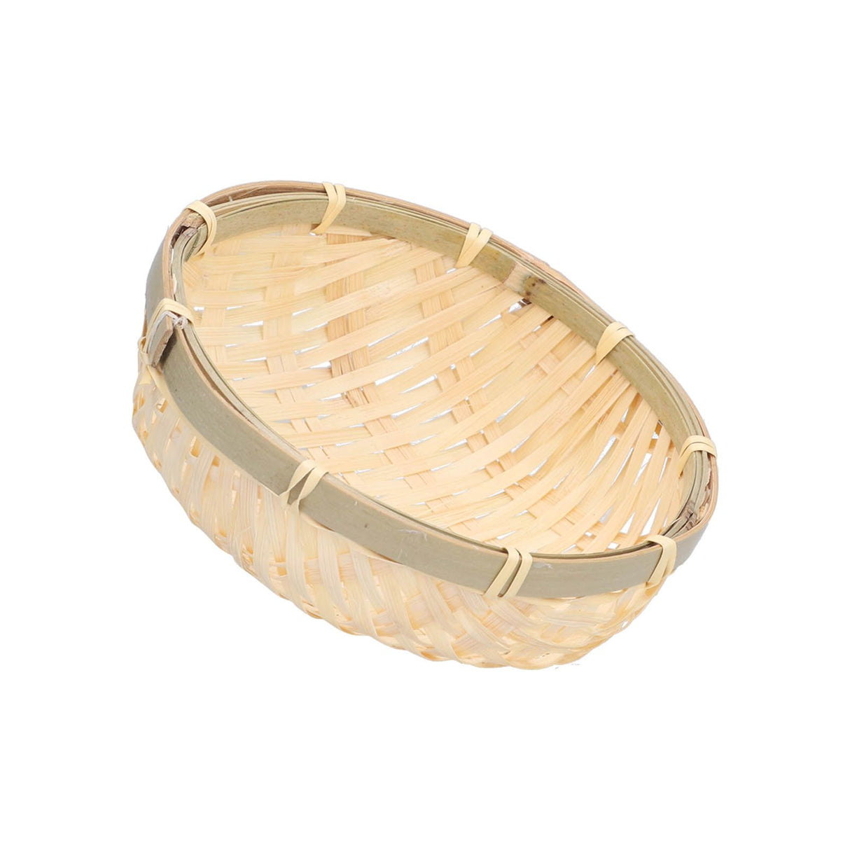 Fruit Basket Hand Woven Bamboo Mini Multifunctional Sturdy Serving Basket Tray for Living Room Kitchen 15x5cm